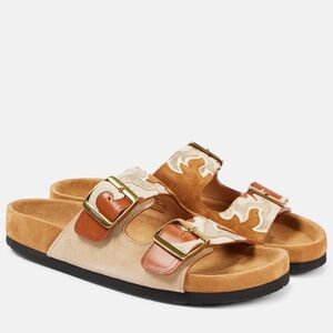 Isabel Marant Lelik Western Double-Buckle Slide Sandals